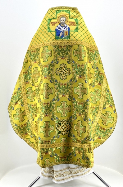 Облачення священника комбіноване, з парчі, з вишитим опліччям, вишивка "Сітка"