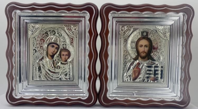 Ікони "Вінчальна пара" літ. риза ср., кор., пат. ср. 27х24см
