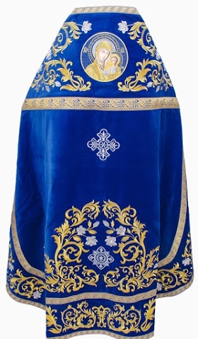 Облачение священника, вышитое на бархате, вишивка "Роза" с пришивним галуном