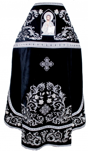 Облачение священника, вышитое на бархате, вишивка "Роза" с пришивним галуном