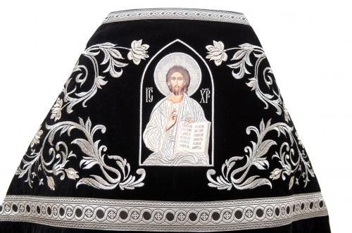 Облачение священника, вышитое на бархате, вишивка "Роза" с пришивним галуном