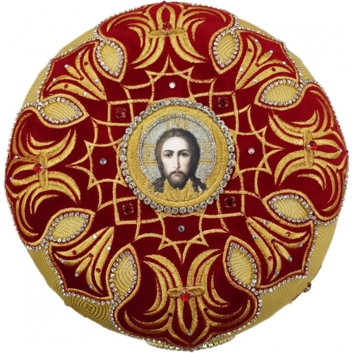 Митра  Вифлеемская  жёлто-красная, парча