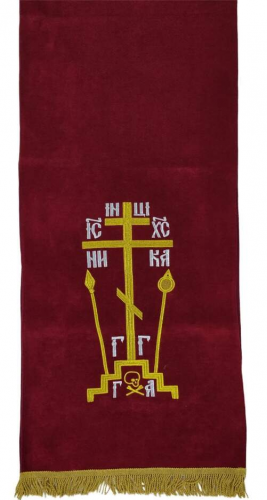 Накидка "Крест с копием" на аналой, с дешевой бахрамой