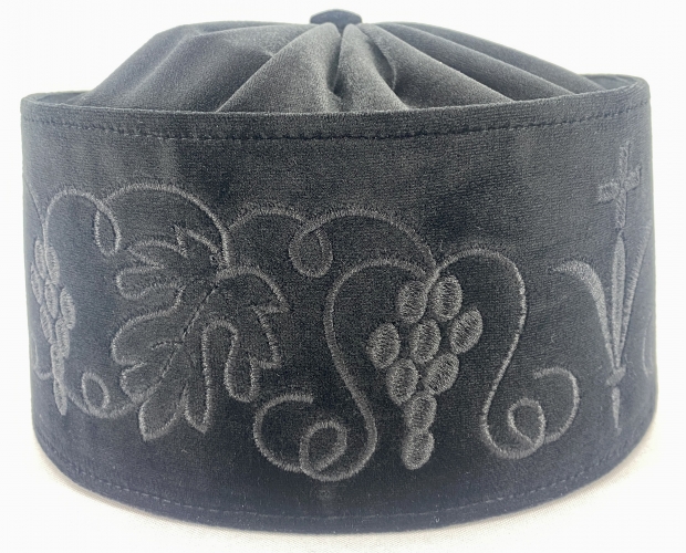 Скуфія грецька, тканина тягучка з вишивкою "виноград"