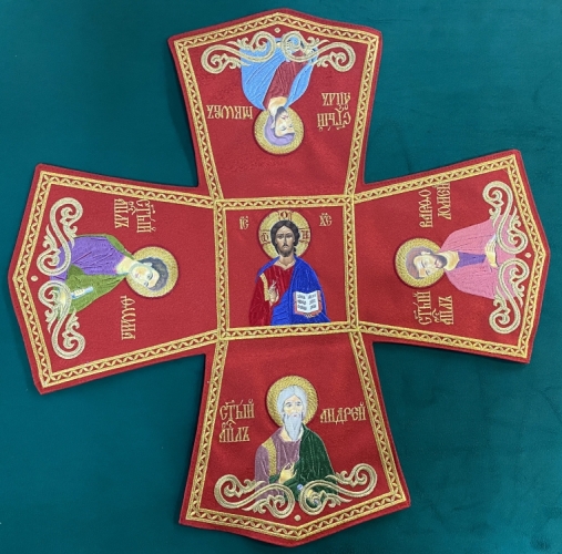 Комбіноване облачення священника вишите на парчі, з вишитими іконами, вишивка "Пасхальна"