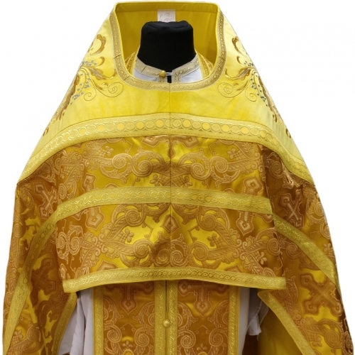 Облачення священника комбіноване з парчі "Ажурний хрест", з вишитим опліччям, вишивка "Новий візерунок"