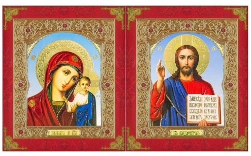 Ікона: "Вінчальна пара" (блакит.фон) 18х21